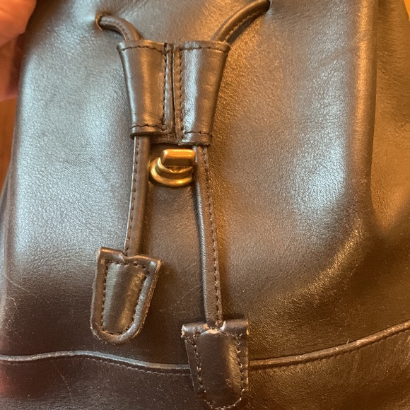 VINTAGE Coach Y2K 90s mini black leather backpack top handle adjustable VGUC - Picture 6 of 16